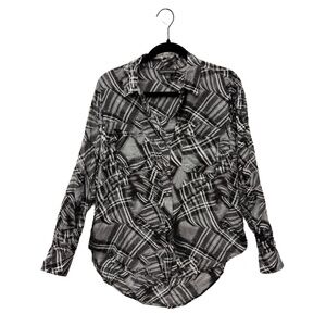 Rock & Republic Plaid Long Sleeve Button-Up Collared Shirt Womens Small